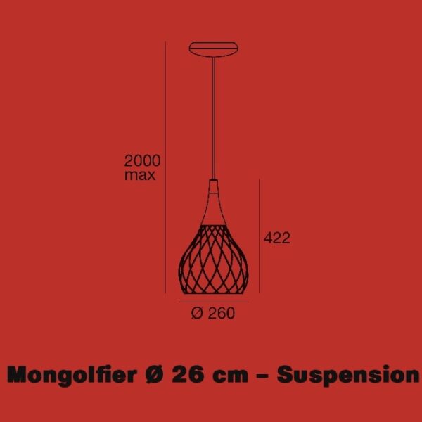 afmetingen van de stilnovo mongolfier P1 hanglamp