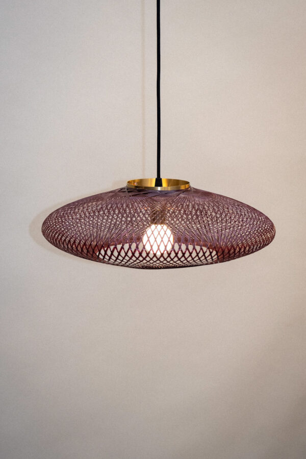 Atelier Robotiq Wine Red Ufo Pattern lamp met messing houder